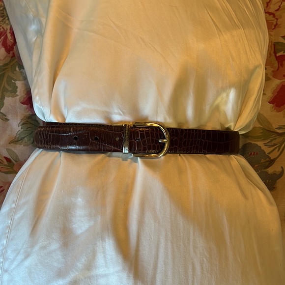 RALPH LAUREN sz Medium Reptile Embossed Leather Belt Width 1.5" Elegant Classic - Picture 3 of 16